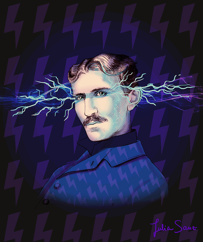 Nicola Tesla, the Electricity Lover - Julia Sanz Illustration